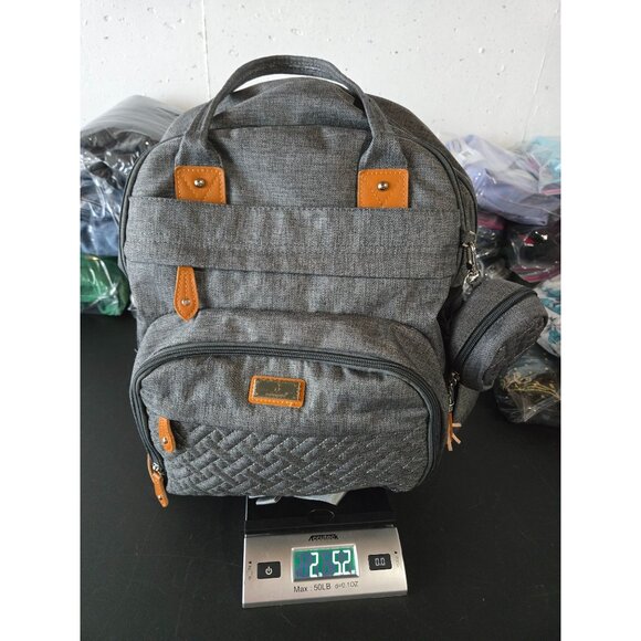 BabbleRoo Gray Diaper Bag Backpack Changing Pad Stroller Straps Pacifier Case - Picture 11 of 11